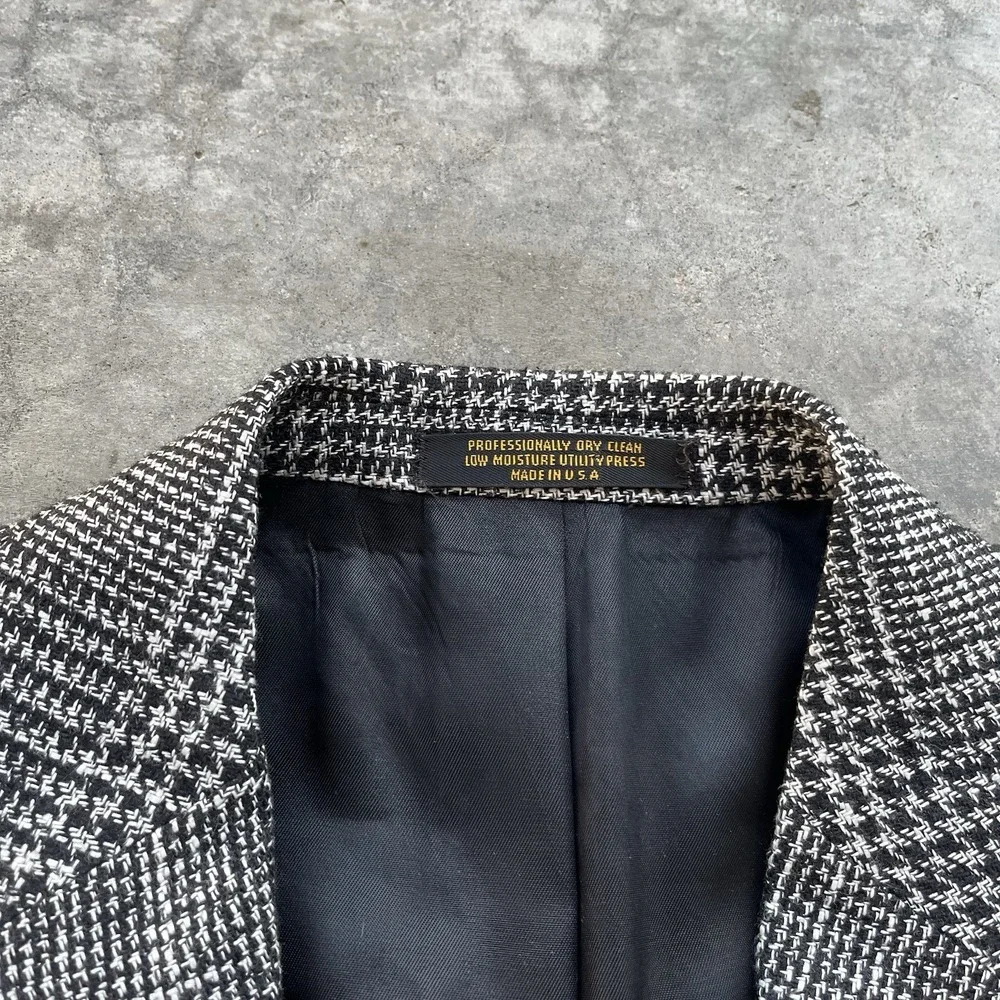 Vintage Evan-Picone Houndstooth Wool Suit Jacket Tweed Blazer Size 41 R